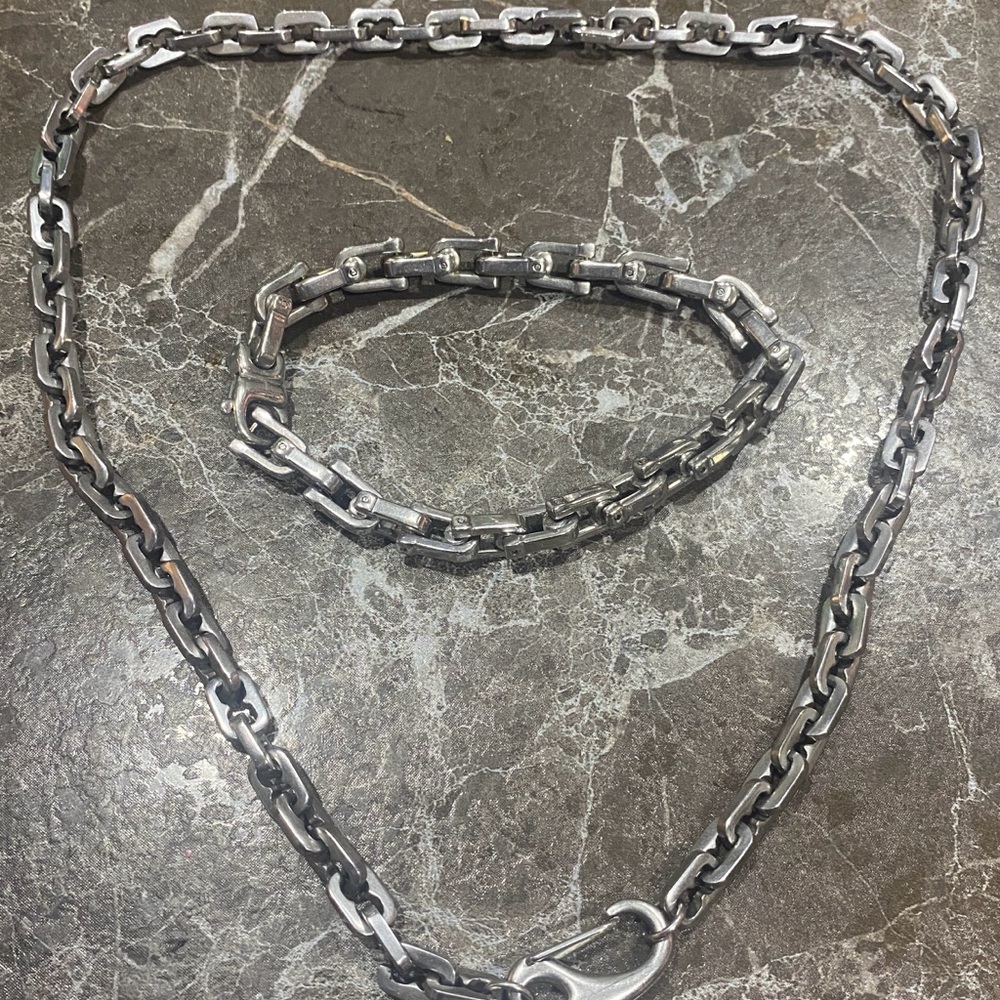 🔥 Vintage Russell Simmons Stainless Steel Chain Necklace (22”) + a Bracelet 🔥 - Picture 5 of 6